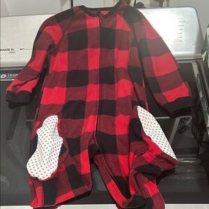 Boy 3T Christmas buffalo plaid 1 piece zipper footie pajama unisex genderneutral